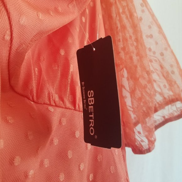 Puff Sleeve Polka Dot Tulle Maxi Dress Size 3X - Picture 10 of 16